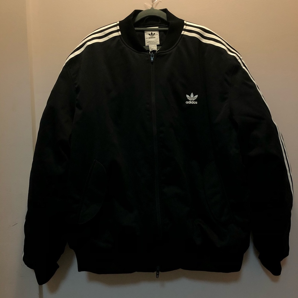 Black and white Adidas padded track jacket